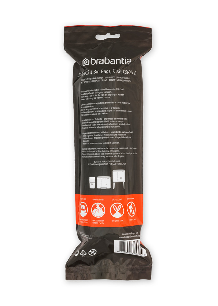 Brabantia Müllbeutel Code J - 20-25 Liter (120 Stück) rückseite