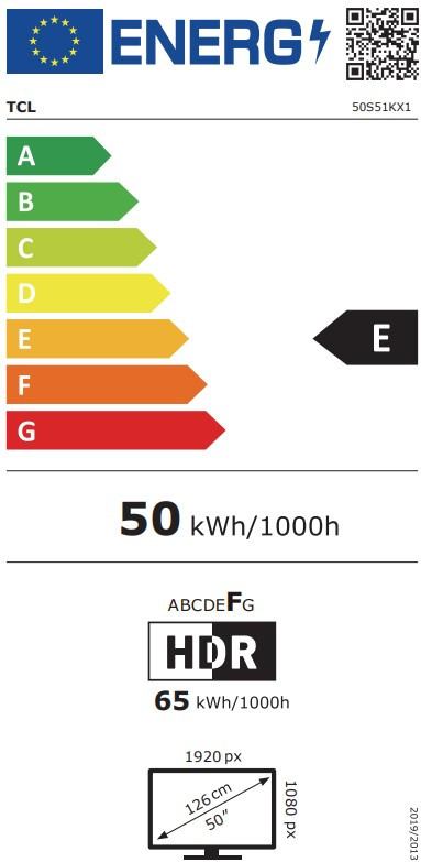TCL 50 Zoll QLED S51K (2025) energielabel