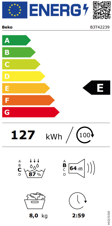 Beko B3T42239 energy label