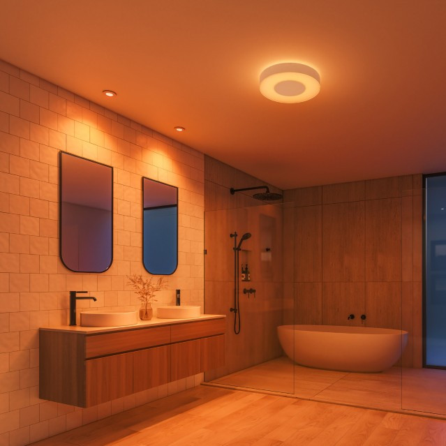 Philips Hue Xamento Bathroom Recessed Spot Light White and Color White 3-pack product in use