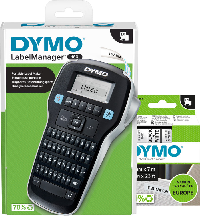 DYMO LabelManager 160P Qwertz + 1 zusätzliches Schriftband Main Image
