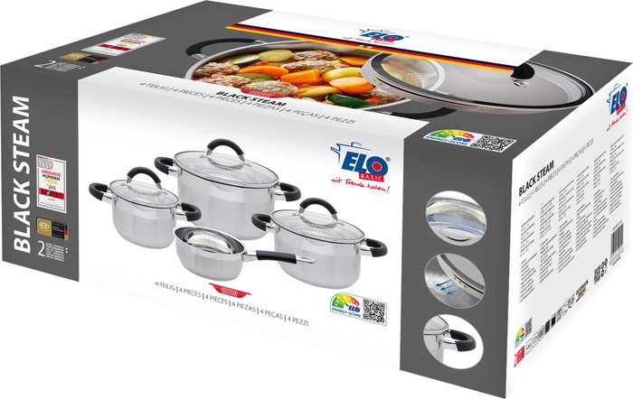 ELO Basic Black Steam Topfset 4-teilig verpackung