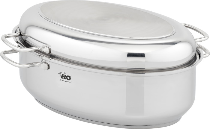 ELO Bella Gusto Ovaler Bräter aus Edelstahl mit Grill-Einsatz oberseite