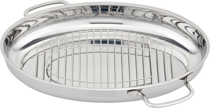 ELO Bella Gusto Ovaler Bräter aus Edelstahl mit Grill-Einsatz innen