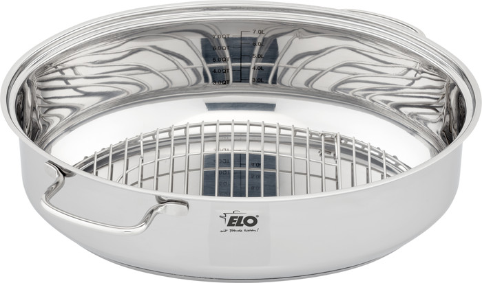 ELO Bella Gusto Ovaler Bräter aus Edelstahl mit Grill-Einsatz innen