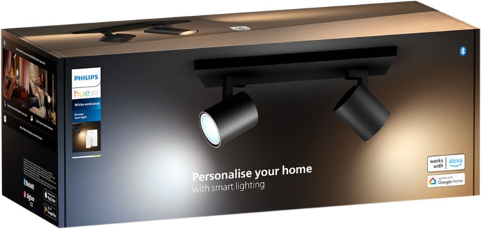 Philips Hue Runner Mounted Spot Light White Ambiance - 2 Spot Lights - Black + Dimmer packaging