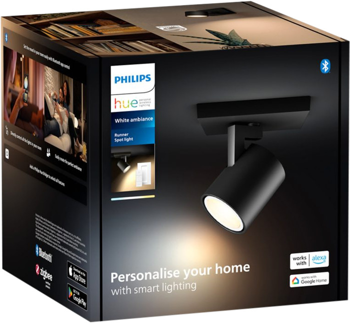 Philips Hue Runner Aufbauspot White Ambiance - 1 Spot - Schwarz + Dimmer verpackung