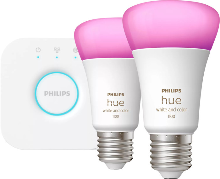 Philips Hue White & Color Starterset mit 2 Lampen + Bridge Main Image