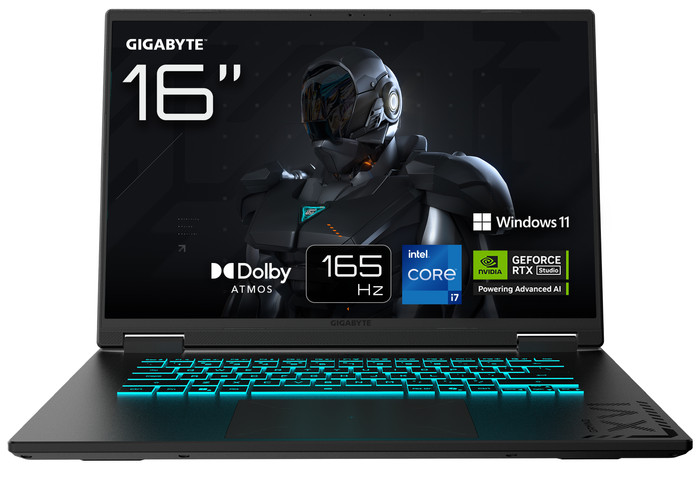 GIGABYTE GAMING A16 CWHI3DEC94SH - 16" - Intel Core i7 - 16GB RAM/1TB SSD - RTX 5070 vorne