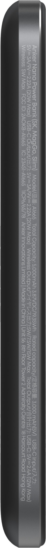 Anker MagGo Slim Wireless Powerbank mit MagSafe und Qi2 5.000 mAh mit Schnellladefunktion Schwarz linke seite