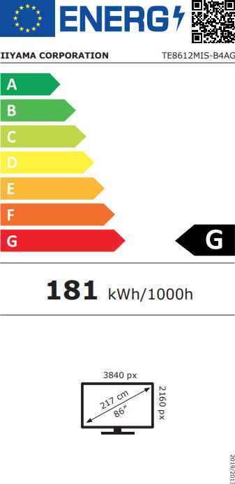 iiyama ProLite TE8612MIS-B4AG energielabel
