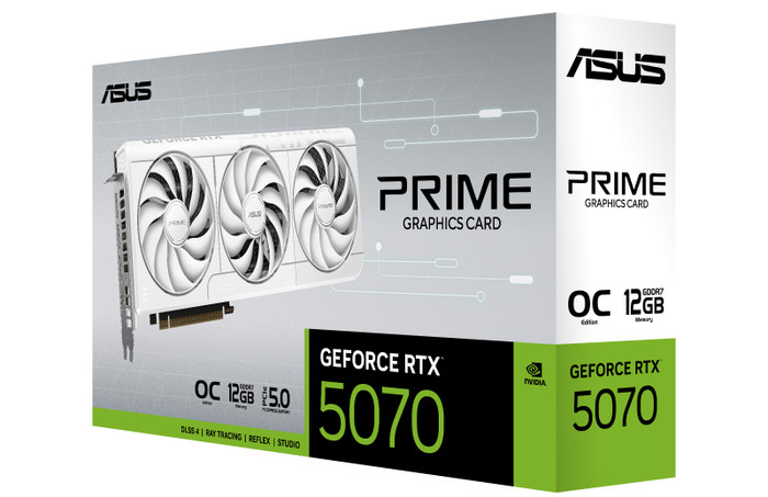 ASUS PRIME GeForce RTX 5070 OC White 12GB packaging