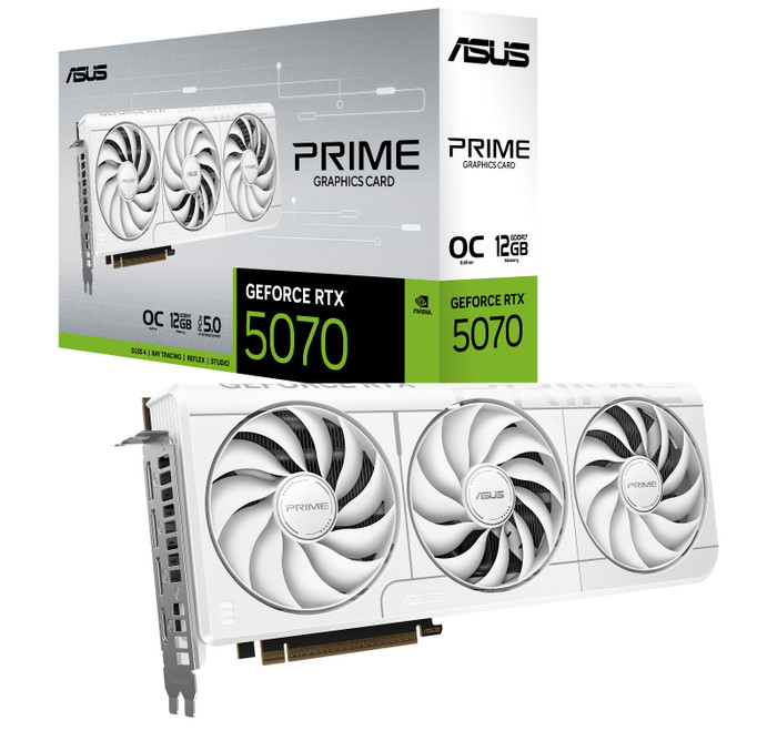 ASUS PRIME GeForce RTX 5070 OC White 12GB packaging