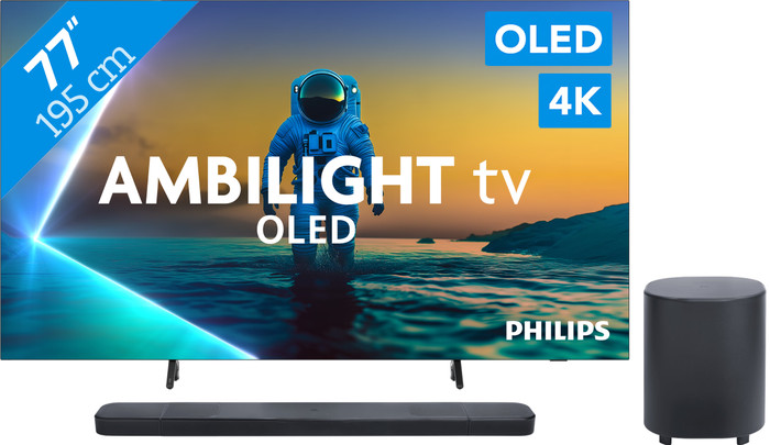 Philips Ambilight 77 inches OLED810 4K (2025) + JBL Bar 1000 M2 Black Main Image
