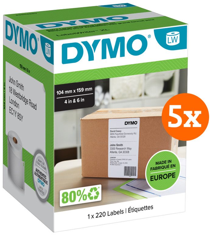 DYMO LabelWriter Extra Large Labels 104x159mm 5-pack Main Image