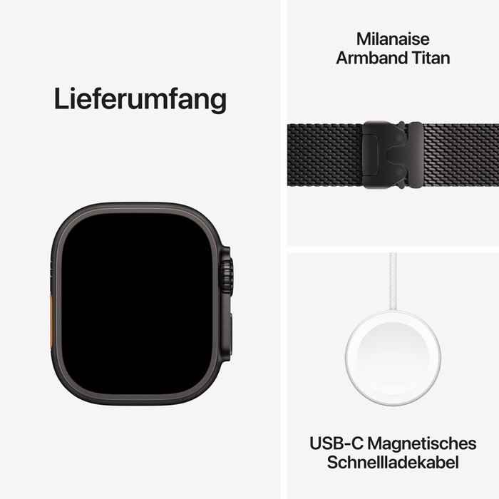 Apple Watch Ultra 2 4G 49 mm Schwarz Milanaise Armband L produkt in gebrauch