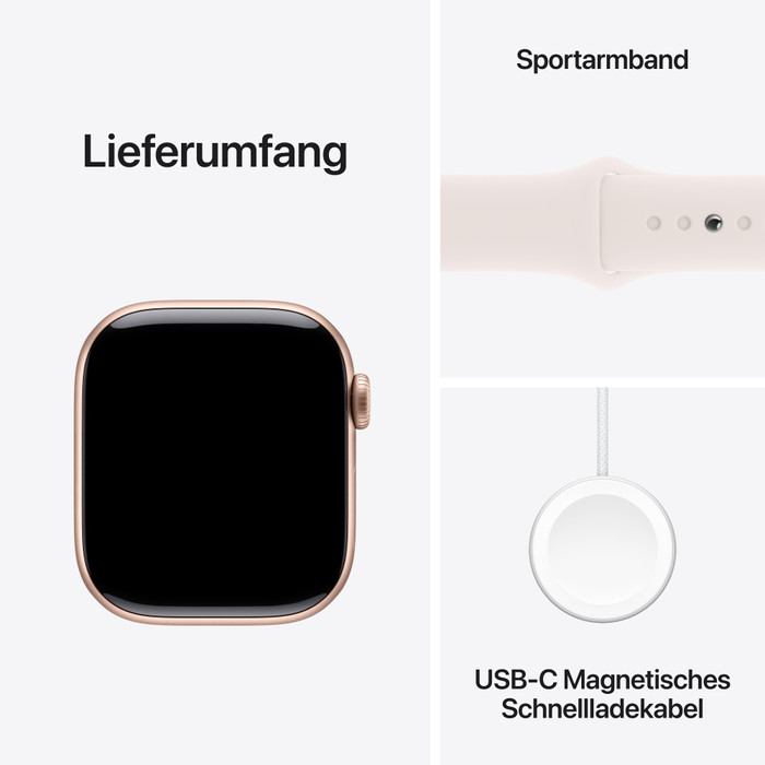 Apple Watch Series 10 42 mm Roségold Sportarmband M/L zubehör