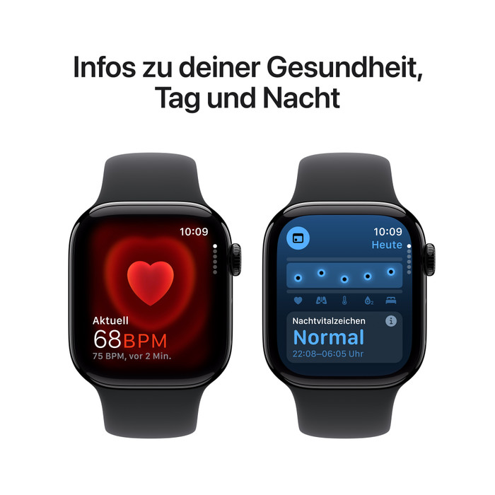 Apple Watch Series 10 42 mm Schwarz Sportarmband S/M visueller lieferant