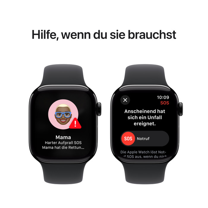 Apple Watch Series 10 42 mm Schwarz Sportarmband S/M visueller lieferant