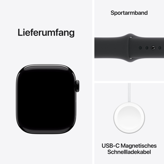 Apple Watch Series 10 42 mm Schwarz Sportarmband S/M zubehör
