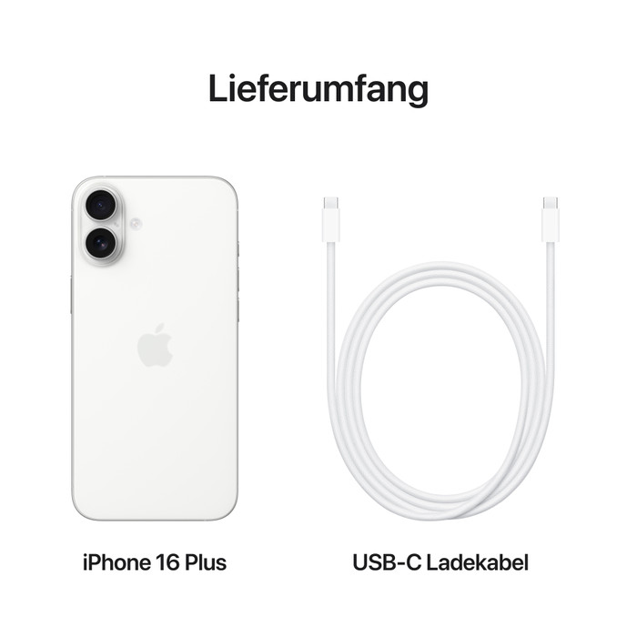 Apple iPhone 16 Plus 128GB Weiß + BlueBuilt Panzerglas zubehör