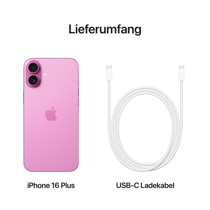 Apple iPhone 16 Plus 256GB Rosa + BlueBuilt Panzerglas zubehör