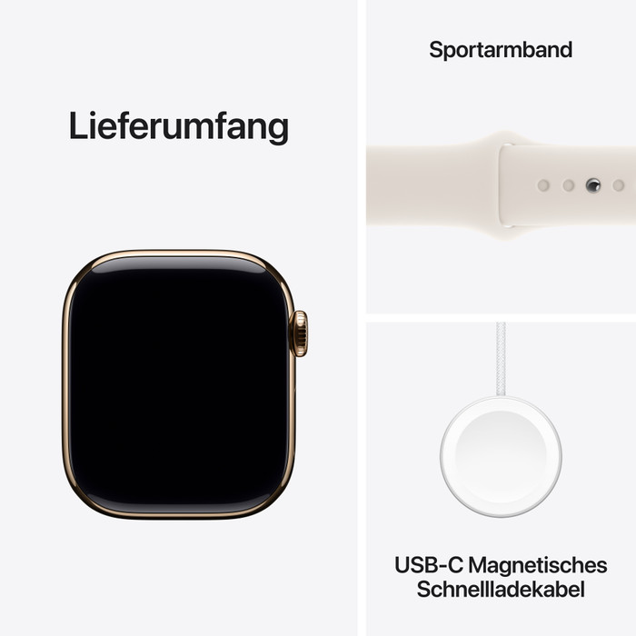 Apple Watch Series 10 4G 42 mm Titan Gold Sportarmband M/L zubehör