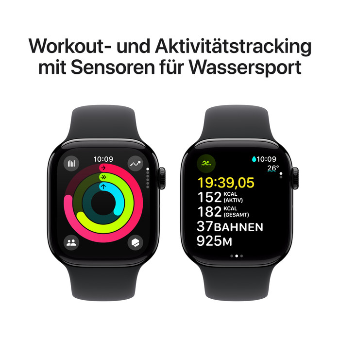 Apple Watch Series 10 4G 42 mm Schwarz Sportarmband S/M visueller lieferant