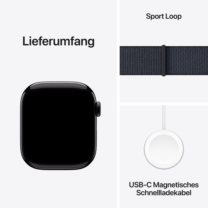 Apple Watch Series 10 4G 42 mm Schwarz Sport Loop zubehör