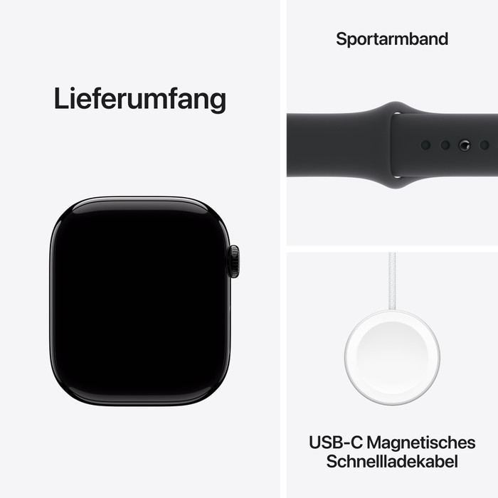 Apple Watch Series 10 46 mm Schwarz Sportarmband M/L visueller lieferant