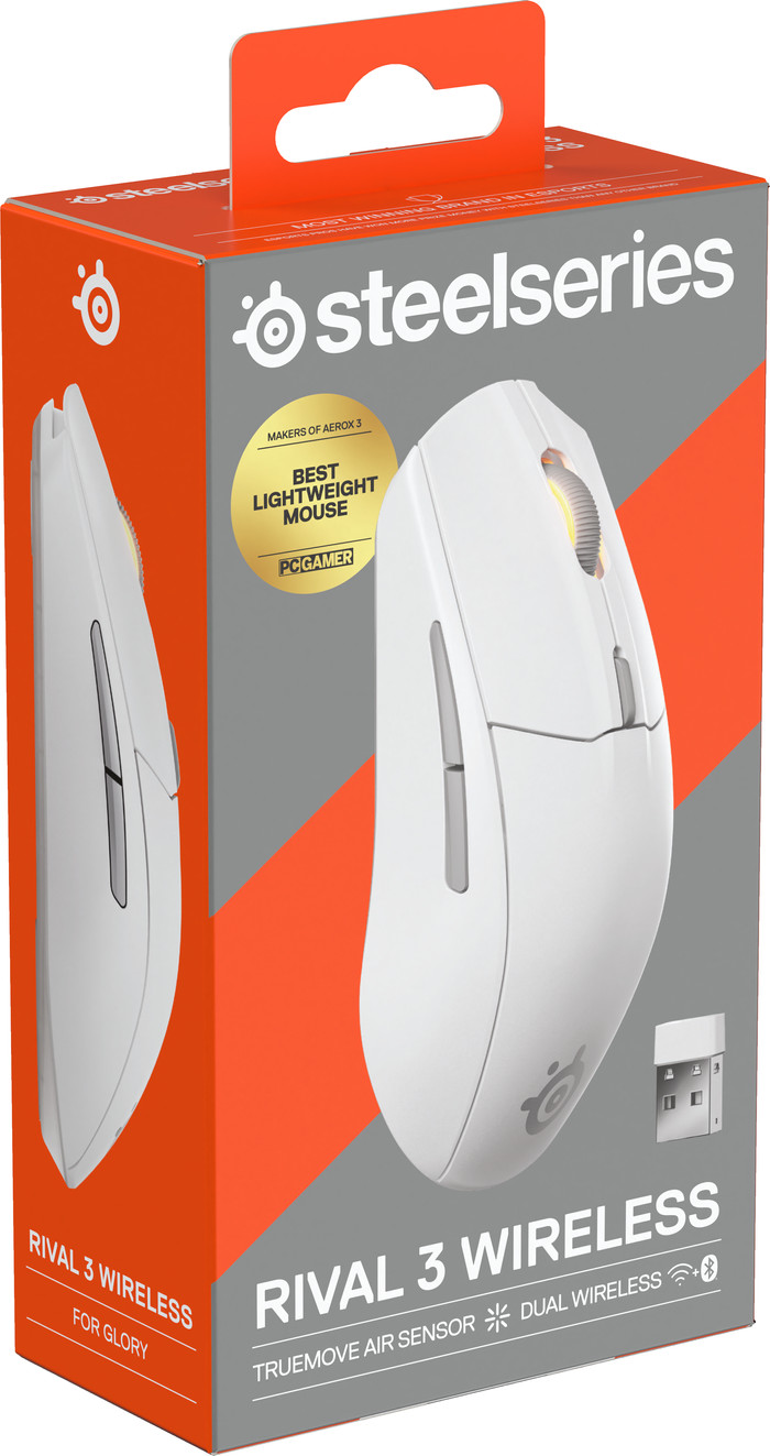 SteelSeries Rival 3 Gen 2 Wireless Gaming Mouse White packaging