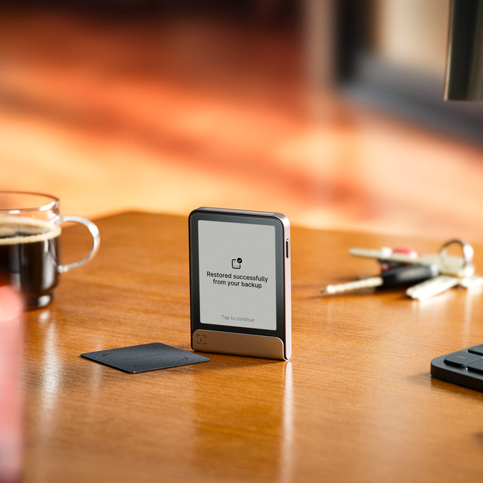 Ledger Flex Neptune Blue including Recovery Key product in use