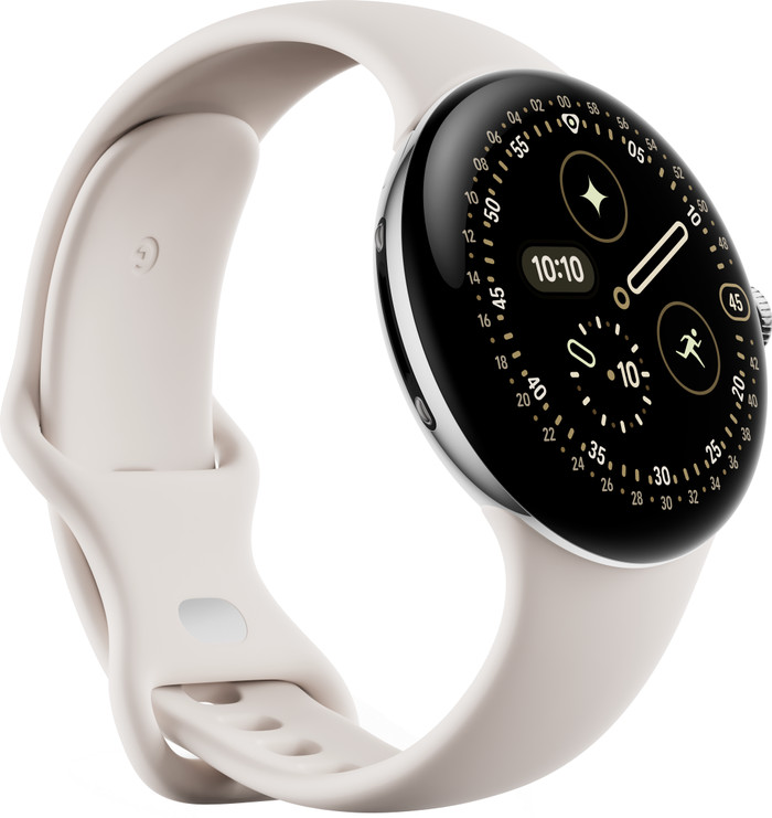 Google Pixel Watch 4 Silber/Creme 45 mm rechte seite