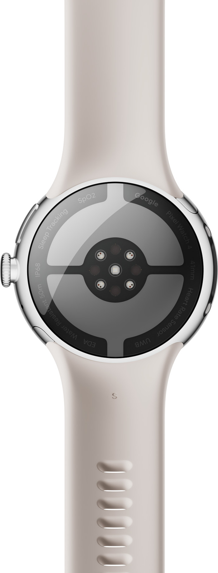 Google Pixel Watch 4 Silber/Creme 41 mm rückseite