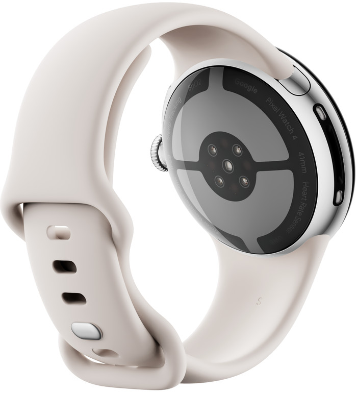 Google Pixel Watch 4 Silber/Creme 41 mm rückseite