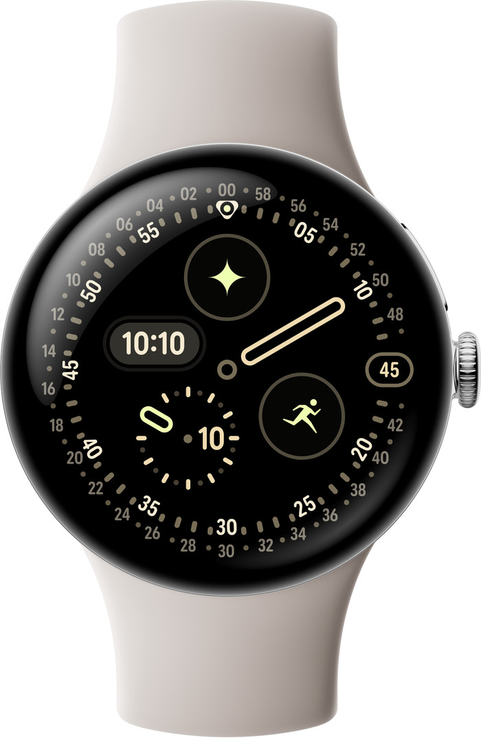 Google Pixel Watch 4 Silber/Creme 41 mm vorne