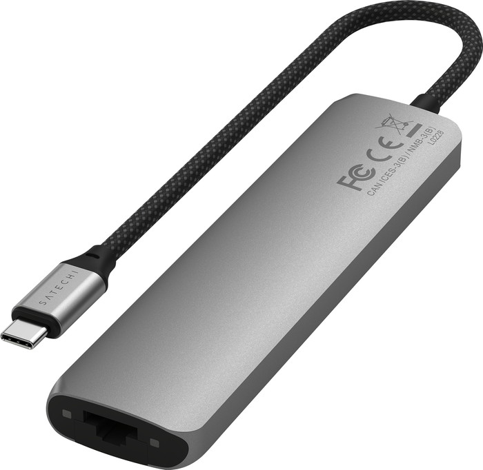 Satechi USB-C 7-in-1 Slim Multiport-Adapter mit Ethernet Space Grey unten