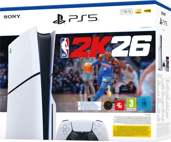 PlayStation 5 Slim Disc Edition + NBA 2K26 right side