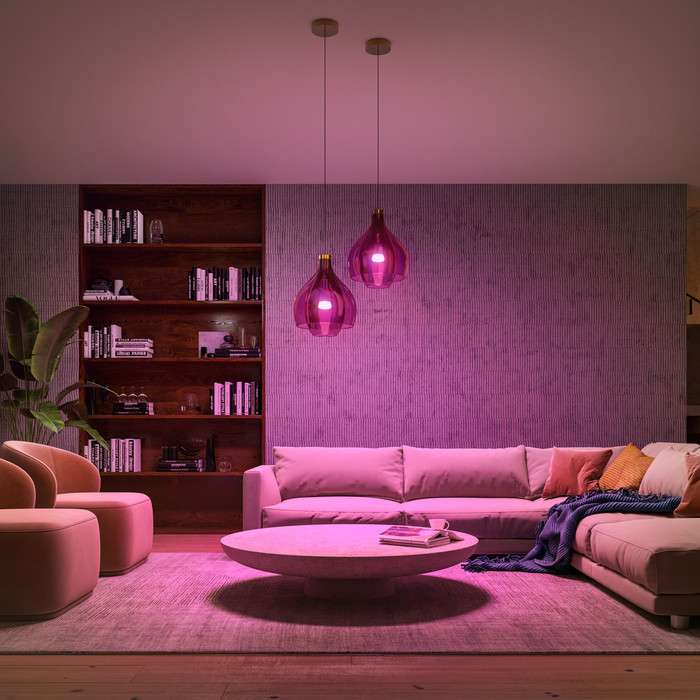 Philips Hue White & Color Starterset E27 1.100 lm Doppelpack + Bridge Pro produkt in gebrauch