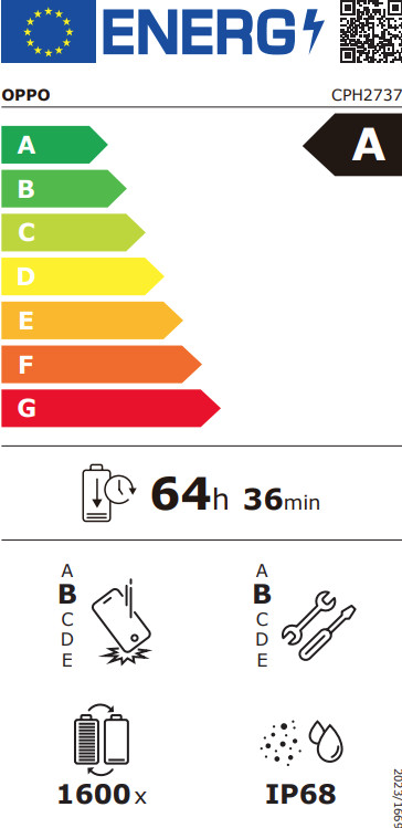 OPPO Reno14 256GB Weiß 5G energielabel