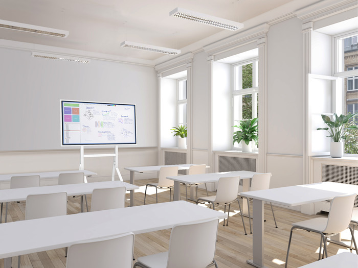 Samsung Flip Pro WM65B + Neomounts MOVE Go Flip FL50-515WH1 produkt in gebrauch