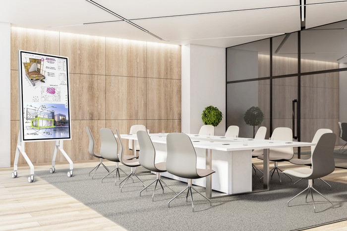 Samsung Flip Pro WM65B + Neomounts MOVE Go Flip FL50-515WH1 produkt in gebrauch