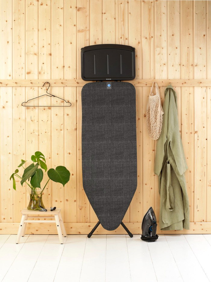 Brabantia Ironing Board C 124x45cm Denim Black Steam Unit Holder product in use