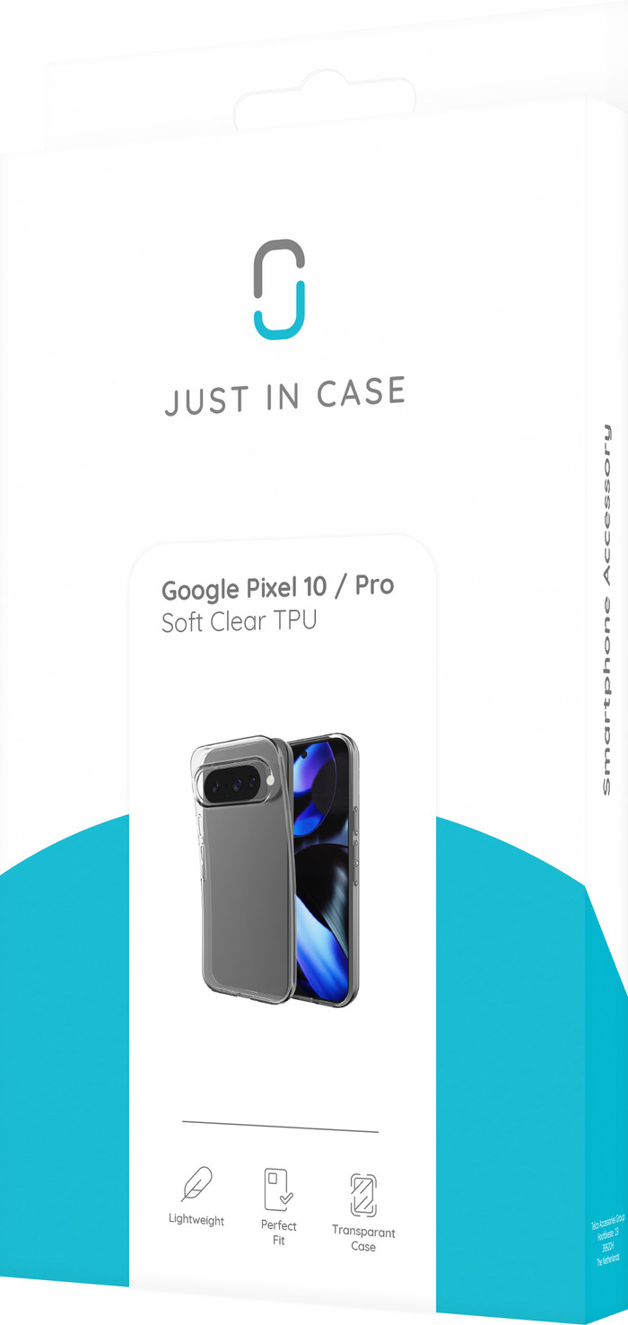 Just in Case Soft Design Google Pixel 10/10 Pro Back Cover Transparent packaging
