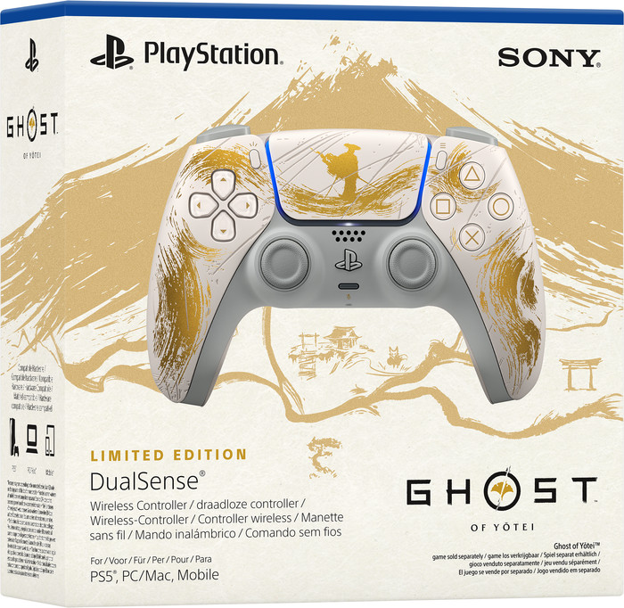 Sony PlayStation 5 DualSense Wireless Controller - Ghost of Yotei Gold Limited Edition packaging