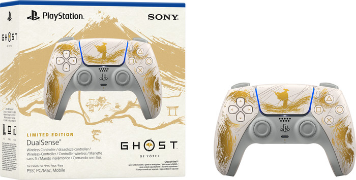 Sony PlayStation 5 DualSense Wireless Controller - Ghost of Yotei Gold Limited Edition packaging