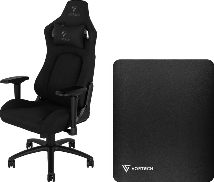 Vortech Pro Gaming Chair Black + Floor Mat Main Image