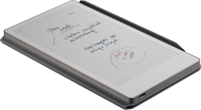 reMarkable Paper Pro Move mit Book Case Leder Schwarz linke seite