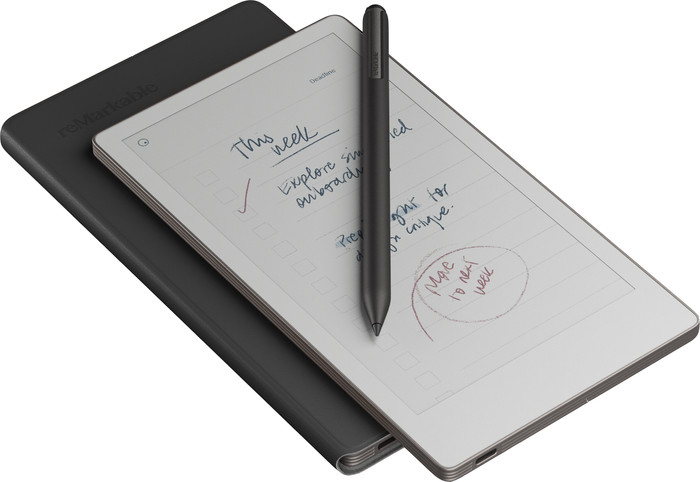 reMarkable Paper Pro Move mit Book Case Leder Schwarz linke seite