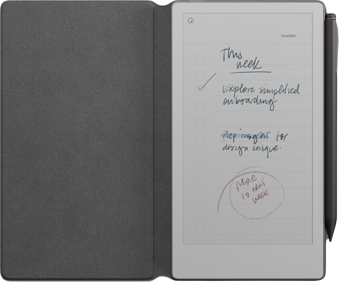 reMarkable Paper Pro Move mit Book Case Leder Schwarz vorne